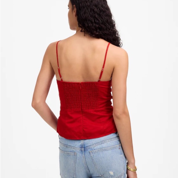 Madewell Ruched Squareneck Tank in Linen - Picture 2 of 6